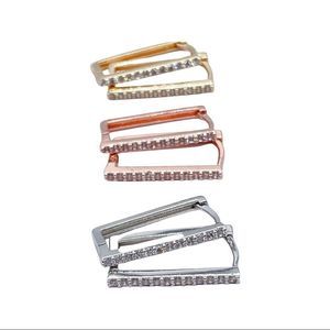 18k Gold Filled This Rectangle Shaped Earring Single Layered Pave Line